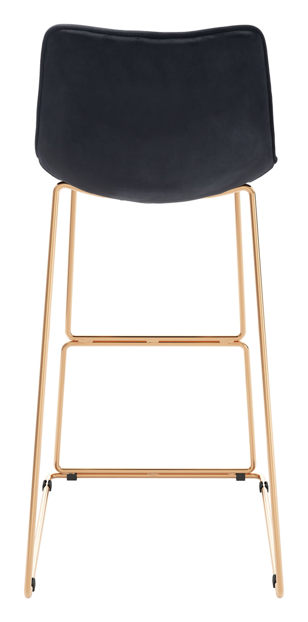 Zuo Modern Adele 100% Polyester, Plywood, Steel Modern Commercial Grade Barstool Set - Set of 2 Black, Gold 100% Polyester, Plywood, Steel