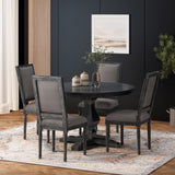 Noble House Remuda French Country Upholstered Wood 5 Piece Circular Dining Set, Gray