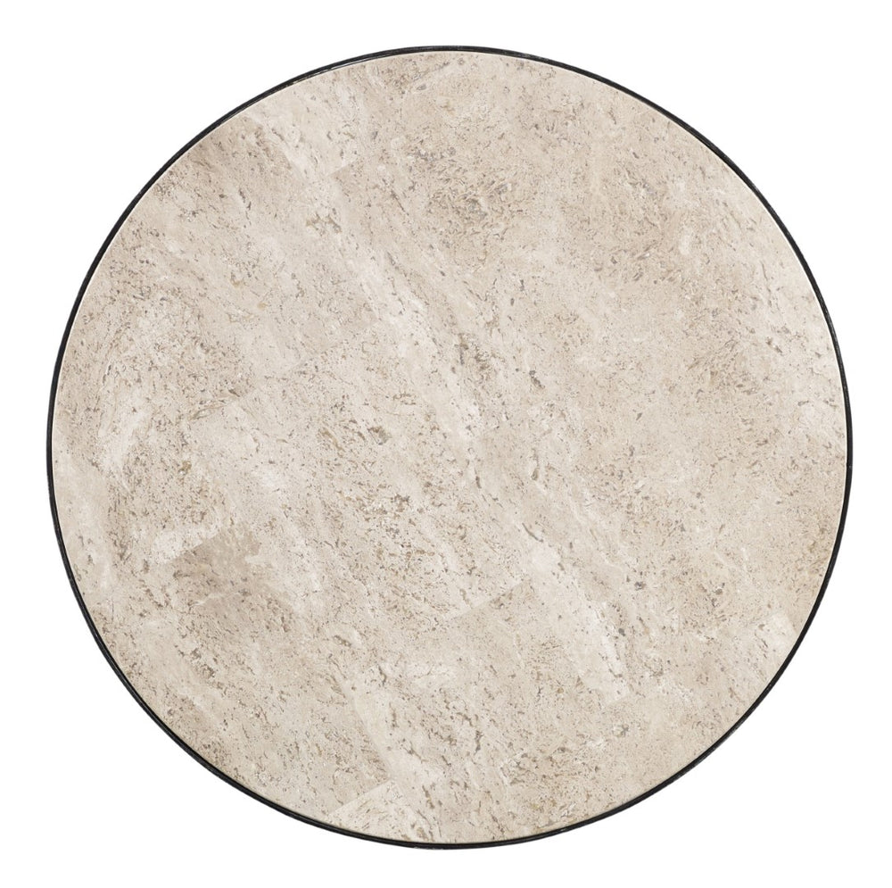 Hooker Furniture Mill Valley Casual Hardwood Solids with Travertine Marble and Metal Round End Table 5283-80114