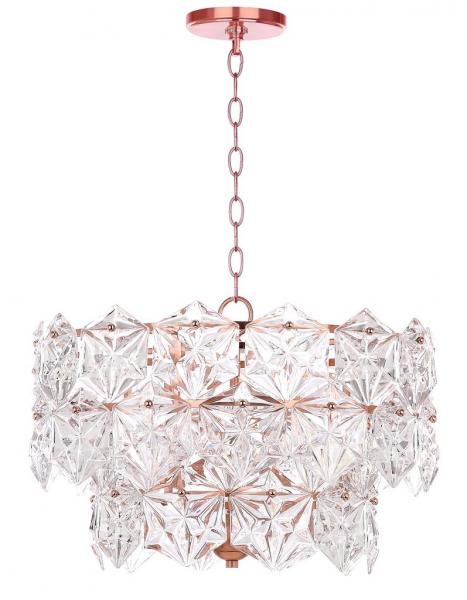 Safavieh Sia Pendant Adjustable 4 Light 19" Clear Copper Glass Metal PND4001A 889048256392