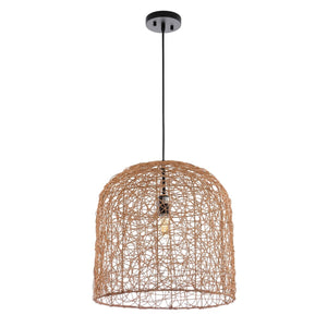 Bianco Pendant Light - Coastal Natural Rattan Design with Elegant White Shade for Eclectic Decor