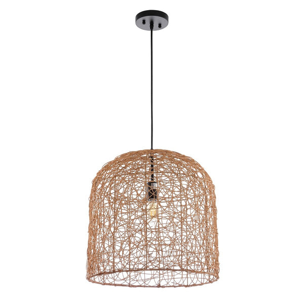 Bianco Pendant Light - Coastal Natural Rattan Design with Elegant White Shade for Eclectic Decor