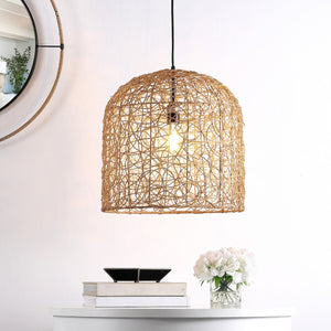 Bianco Pendant Light - Coastal Natural Rattan Design with Elegant White Shade for Eclectic Decor