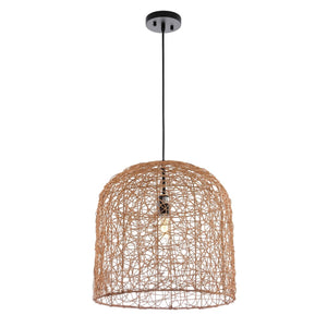 Bianco Pendant Light - Coastal Natural Rattan Design with Elegant White Shade for Eclectic Decor