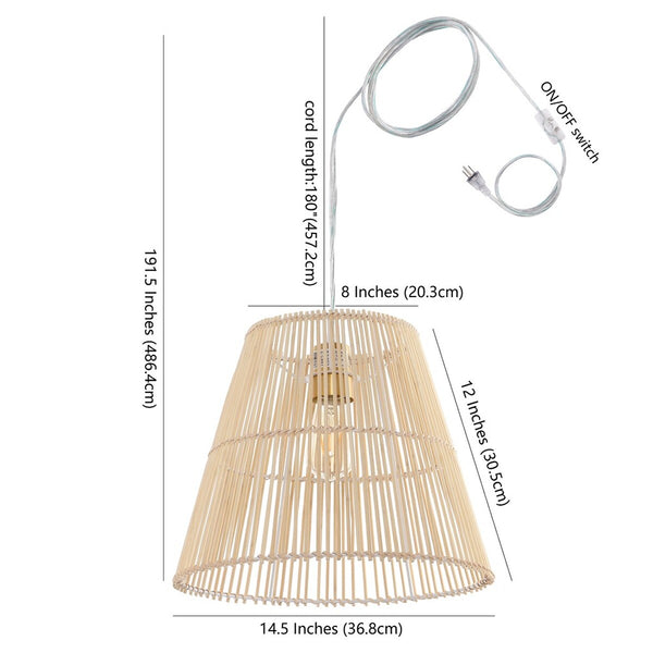 Senya Pendant - Tropical Rattan Drum Shade Light, Modern Warm Glow for Contemporary Interiors