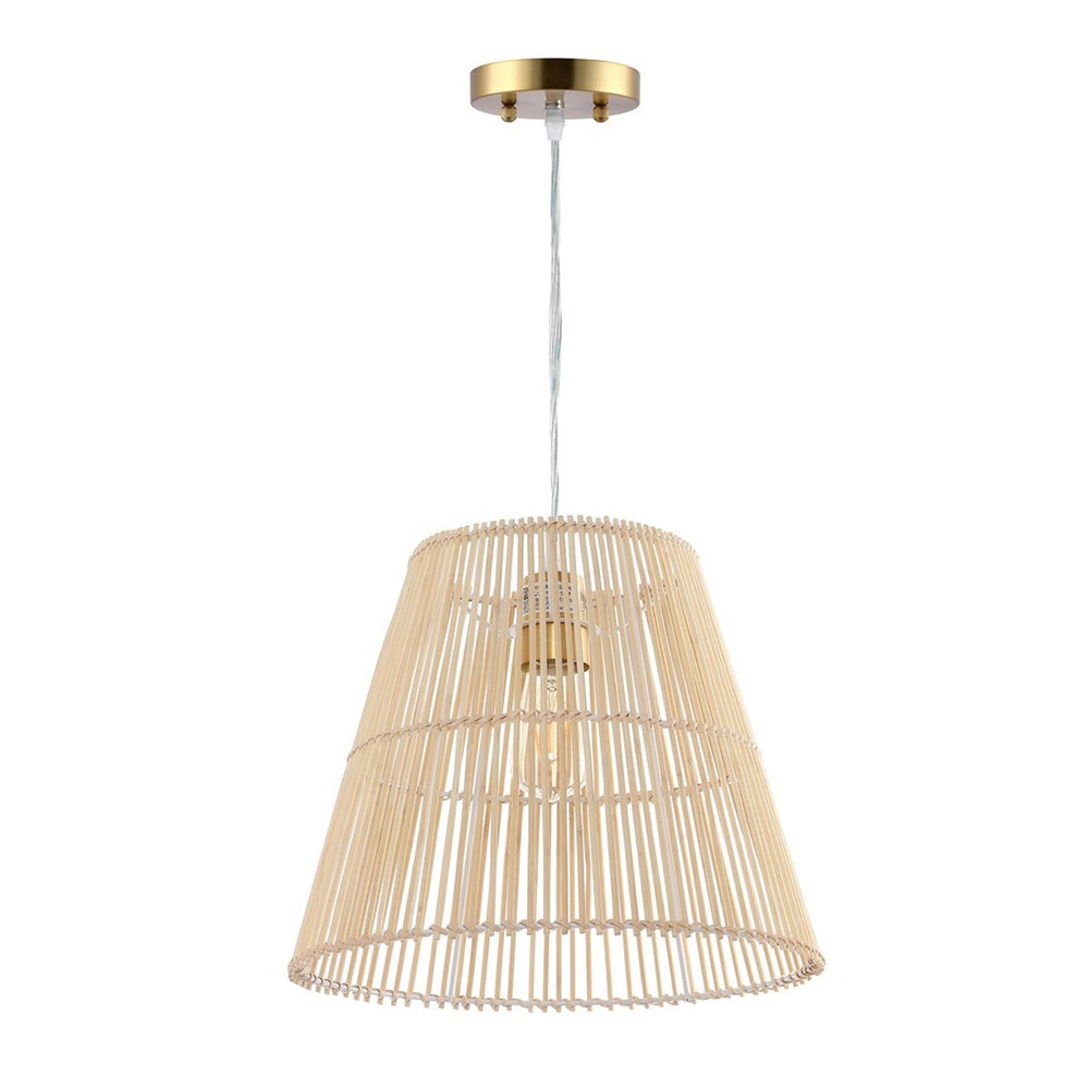 Senya Pendant - Tropical Rattan Drum Shade Light, Modern Warm Glow for Contemporary Interiors