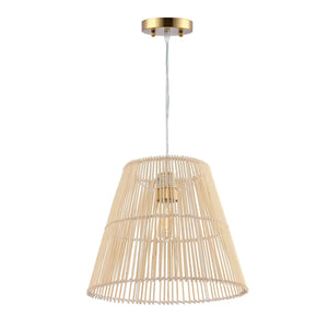 Senya Pendant - Tropical Rattan Drum Shade Light, Modern Warm Glow for Contemporary Interiors