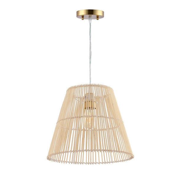 Senya Pendant - Tropical Rattan Drum Shade Light, Modern Warm Glow for Contemporary Interiors