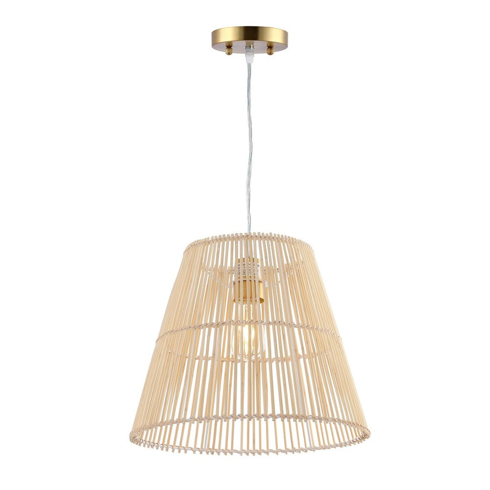 Senya Pendant - Tropical Rattan Drum Shade Light, Modern Warm Glow for Contemporary Interiors
