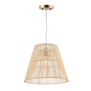Senya Pendant - Tropical Rattan Drum Shade Light, Modern Warm Glow for Contemporary Interiors
