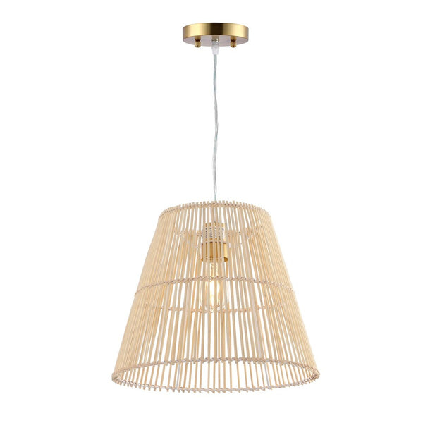 Senya Pendant - Tropical Rattan Drum Shade Light, Modern Warm Glow for Contemporary Interiors