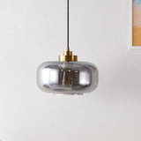 Safavieh Edge, 11 Inch, Smoke Grey/Brass, Glass/Iron Pendant Smoke Grey / Brass Glass PND4144A