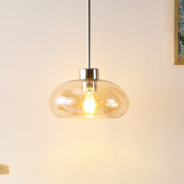 Safavieh Jorie, 11 Inch, Amber/Nickel, Glass/Iron Pendant Amber / Nickel Glass PND4151A