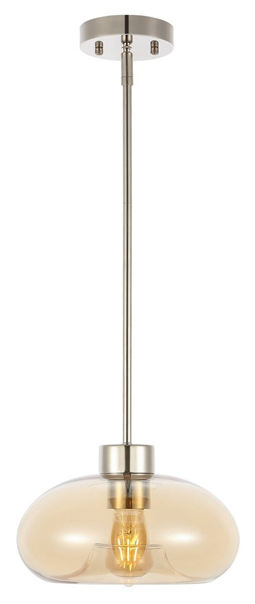 Safavieh Jorie, 11 Inch, Amber/Nickel, Glass/Iron Pendant Amber / Nickel Glass PND4151A