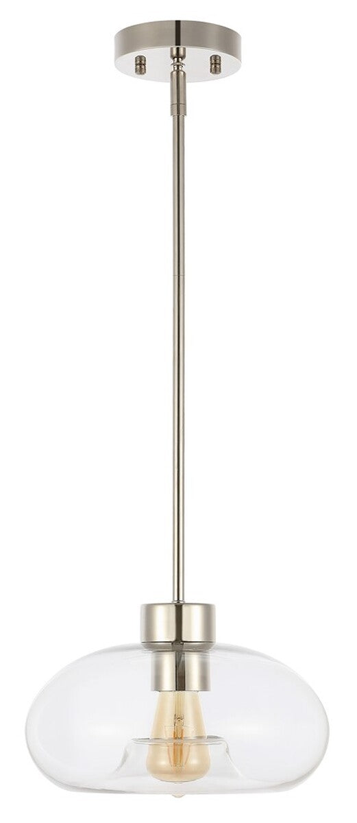 Safavieh Wessley, 11 Inch, Clear/Nickel, Glass/Iron Pendant Clear / Nickel Glass PND4152A