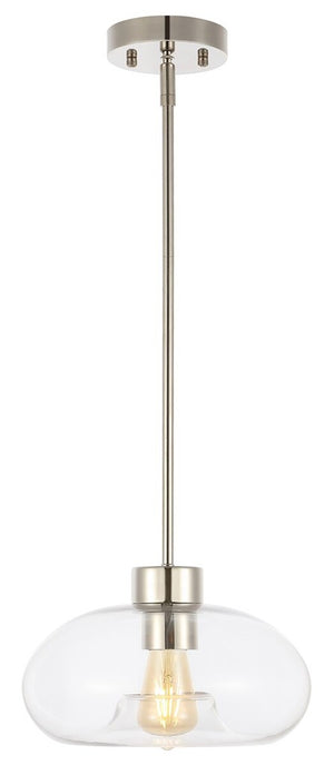 Safavieh Wessley, 11 Inch, Clear/Nickel, Glass/Iron Pendant Clear / Nickel Glass PND4152A