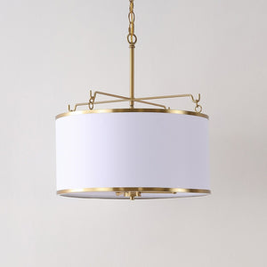Safavieh Perzeta, 3 Light, 18.25 Inch, Brass/White, Iron/Fabric Extendable Pendant Brass / White PND4158A