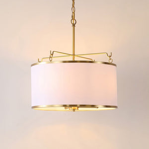 Safavieh Perzeta, 3 Light, 18.25 Inch, Brass/White, Iron/Fabric Extendable Pendant Brass / White PND4158A