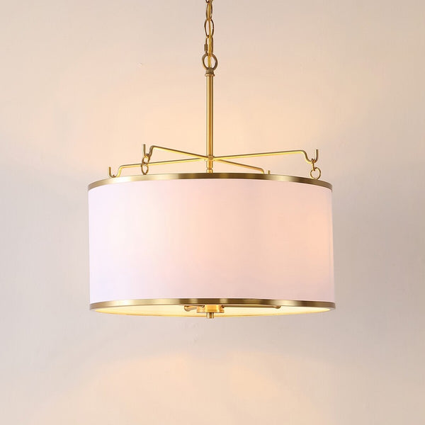 Safavieh Perzeta, 3 Light, 18.25 Inch, Brass/White, Iron/Fabric Extendable Pendant Brass / White PND4158A