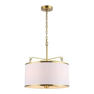 Safavieh Perzeta, 3 Light, 18.25 Inch, Brass/White, Iron/Fabric Extendable Pendant Brass / White PND4158A