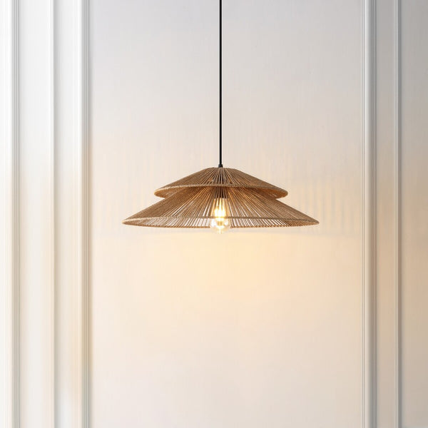 Safavieh Brunia, 23 Inch, Natural/Black, Paper Rope/Iron Pendant Natural / Black Paper PND4175A