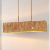 Safavieh Amangiri, 5 Light, 11.75 Inch, Light Natural/Gold, Paper Lafite Grass/Iron Extendable Pendant Natural / Gold Paper PND4188A