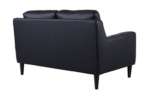 Porter Designs Lazio High Quality Leather Modern Loveseat Black 02-204C-02-5990