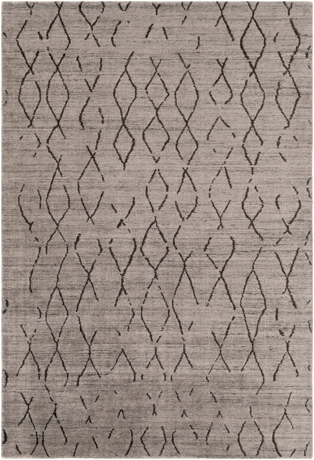 Pokhara POK-2301 Global Viscose, Wool Rug POK2301-81012 Medium Gray, Charcoal, Black 75% Viscose, 25% Wool 8'10" x 12'