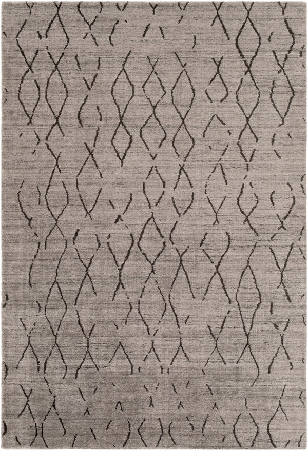 Pokhara POK-2301 Global Viscose, Wool Rug POK2301-81012 Medium Gray, Charcoal, Black 75% Viscose, 25% Wool 8'10" x 12'