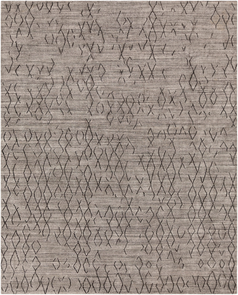 Pokhara POK-2301 Global Viscose, Wool Rug POK2301-81012 Medium Gray, Charcoal, Black 75% Viscose, 25% Wool 8'10" x 12'