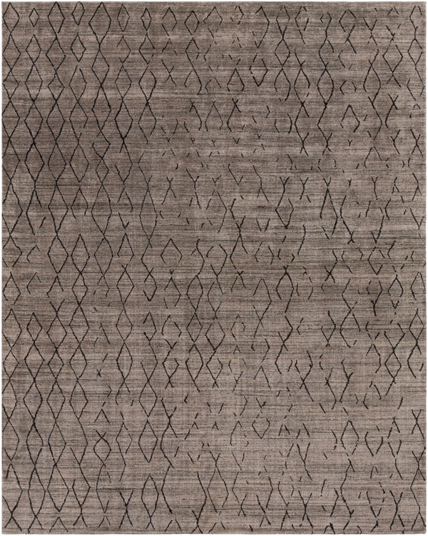 Pokhara POK-2301 Global Viscose, Wool Rug POK2301-810 Medium Gray, Charcoal, Black 75% Viscose, 25% Wool 8' x 10'