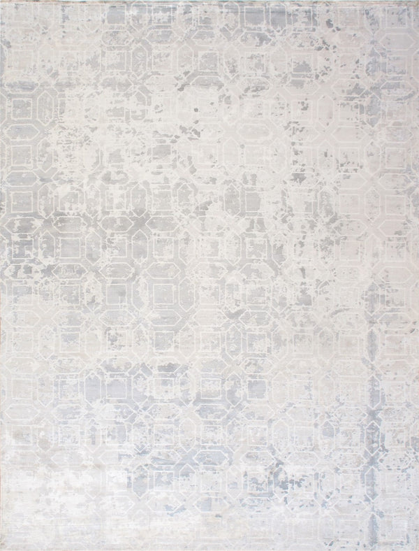 Pasargad Beverly Collection Hand-Loomed Grey Silk Rug POP-8402 9x12-PASARGAD