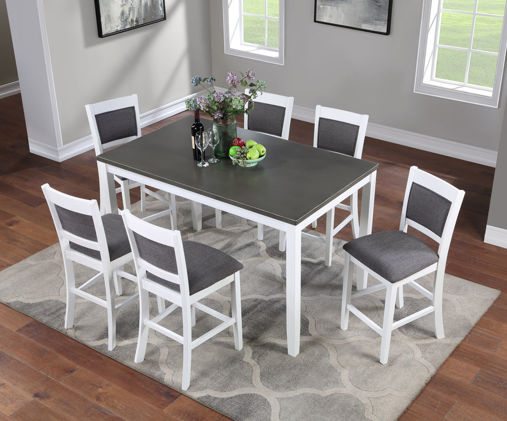 Vilo Home Coastal Porto 7 Piece Pub Height Dining Set VH757-W VH757-W