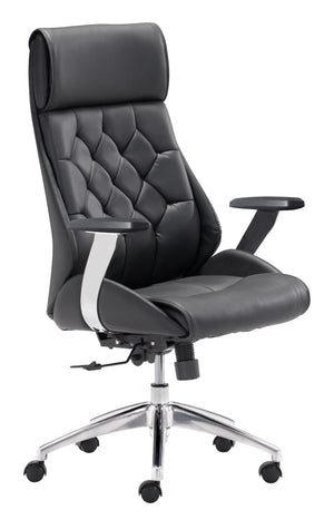 Zuo Modern Boutique 100% Polyurethane, Plywood, Steel, Nylon, Aluminum Alloy Modern Commercial Grade Office Chair Black, Silver 100% Polyurethane, Plywood, Steel, Nylon, Aluminum Alloy