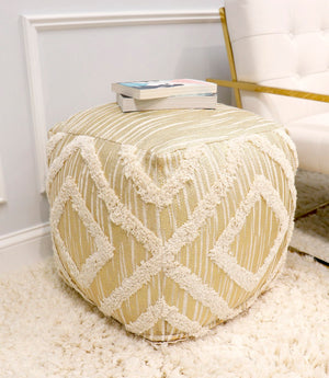 Pasargad Grandcanyon Cotton Pouf (Ivory) PPF-064-1GLD-PASARGAD