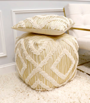 Pasargad Grandcanyon Cotton Pouf (Ivory) PPF-064-1GLD-PASARGAD