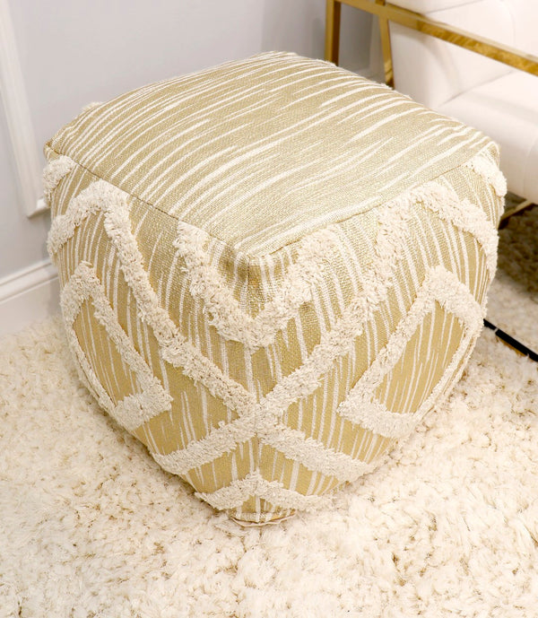 Pasargad Grandcanyon Cotton Pouf (Ivory) PPF-064-1GLD-PASARGAD