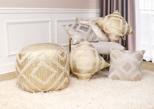 Pasargad Grandcanyon Cotton Pouf (Ivory) PPF-064-1GLD-PASARGAD