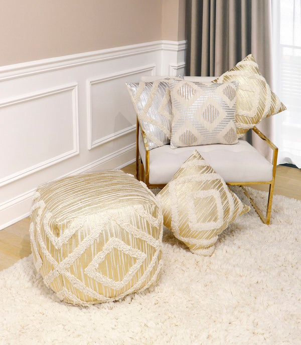 Pasargad Grandcanyon Cotton Pouf (Ivory) PPF-064-1GLD-PASARGAD