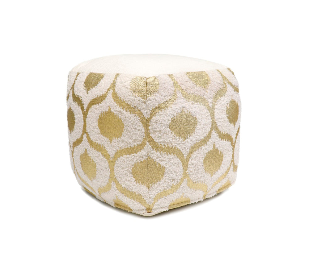 Pasargad Pasargad Grand Canyon Cotton Pouf, Gold Foiled (Gold/Ivory, ) PPF-167-1-PASARGAD