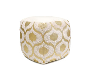 Pasargad Pasargad Grand Canyon Cotton Pouf, Gold Foiled (Gold/Ivory, ) PPF-167-1-PASARGAD