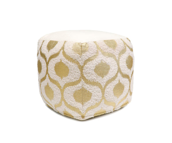 Pasargad Pasargad Grand Canyon Cotton Pouf, Gold Foiled (Gold/Ivory, ) PPF-167-1-PASARGAD