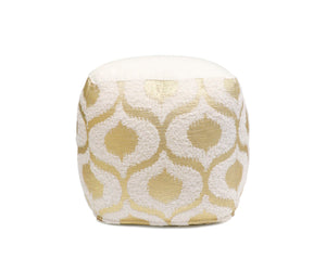 Pasargad Pasargad Grand Canyon Cotton Pouf, Gold Foiled (Gold/Ivory, ) PPF-167-1-PASARGAD