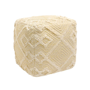 Pasargad Grandcanyon Yellow/Ivory Cotton Pouf PPF-781-1-PASARGAD