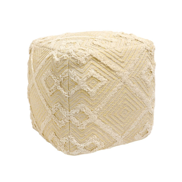 Pasargad Grandcanyon Yellow/Ivory Cotton Pouf PPF-781-1-PASARGAD
