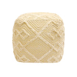 Pasargad Grandcanyon Yellow/Ivory Cotton Pouf PPF-781-1-PASARGAD
