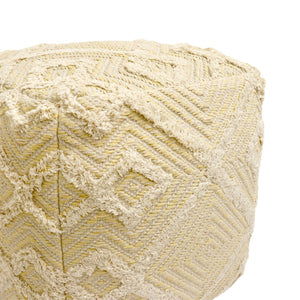 Pasargad Grandcanyon Yellow/Ivory Cotton Pouf PPF-781-1-PASARGAD