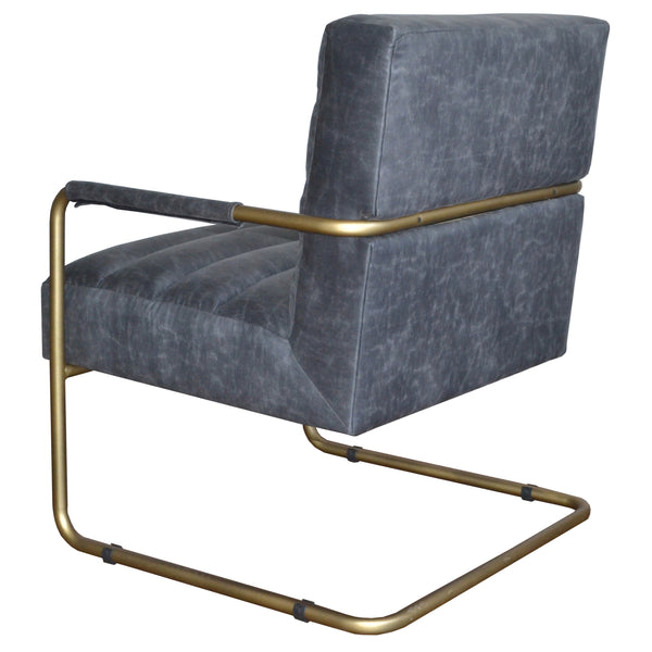 Peyton Bonded Leather Chair – Modern Vintage Design with Channel Tufting and Elegant Gold Finish