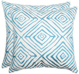 Safavieh Diamonds Five  Pillow -Set Of 2 Light Blue / Cream Embroidered Polypropelene PPL203B-2020-SET2