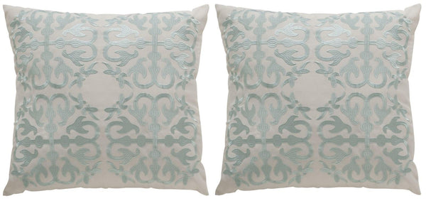 Safavieh Moroccan  Pillow -Set Of 2 Arctic Blue Embroidered Polypropelene PPL208A-2020-SET2